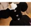 Vintage / Retro Black Sequins Lace Flower Birthday Flower Girl Dresses 2025 Ball Gown Square Neckline Puffy Short Sleeve Backless Floor-Length / Long