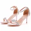 Sexy Sommer Multifarben Strass Brautschuhe 2022 7 cm Stilettos Knöchelriemen Peeptoes Hochzeit Sandaletten Hochhackige