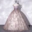 Elegant Blushing Pink Beading Sequins Prom Dresses 2022 Ball Gown Scoop Neck Sleeveless Backless Floor-Length / Long Formal Dresses