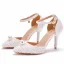 Élégant Blanche Perle Chaussure De Mariée 2023 Bride Cheville 9 cm Talons Aiguilles À Bout Pointu Mariage Sandales Talons Hauts