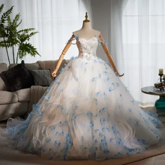 Luxury Gorgeous White Beading Appliques Sequins Lace Flower Wedding Dresses 2025 Ball Gown Off The Shoulder Sleeveless Backless Sweep Train