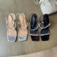 Sexy Silver Evening Party Summer Rhinestone Womens Sandals 2022 9 cm Stiletto Heels Open / Peep Toe Sandals High Heels