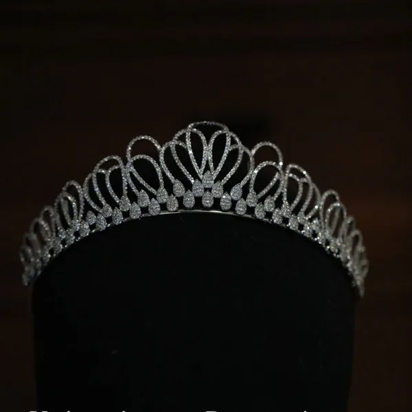 Charming Silver Rhinestone Wedding Tiara 2022 Zircon Bridal Hair Accessories