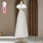 Modest / Simple White Appliques Bridesmaid Dresses 2024 A-Line / Princess Short Sleeve Backless Floor-Length / Long