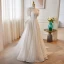 Elegant Chinese style White Pearl Lace Flower Wedding Dresses 2023 A-Line / Princess High Neck Puffy Short Sleeve Backless Bow Sweep Train Wedding