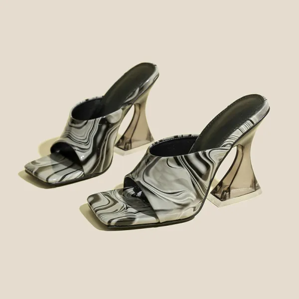 Unusual Summer Multi-Colors Street Wear Womens Sandals 2022 10 cm Stiletto Heels Open / Peep Toe Sandals High Heels