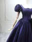 Elegante Violett Ballkleider 2025 Ballkleid Eckiger Ausschnitt Geschwollenes Kurze Ärmel Rückenfreies Lange Ball Festliche Kleider