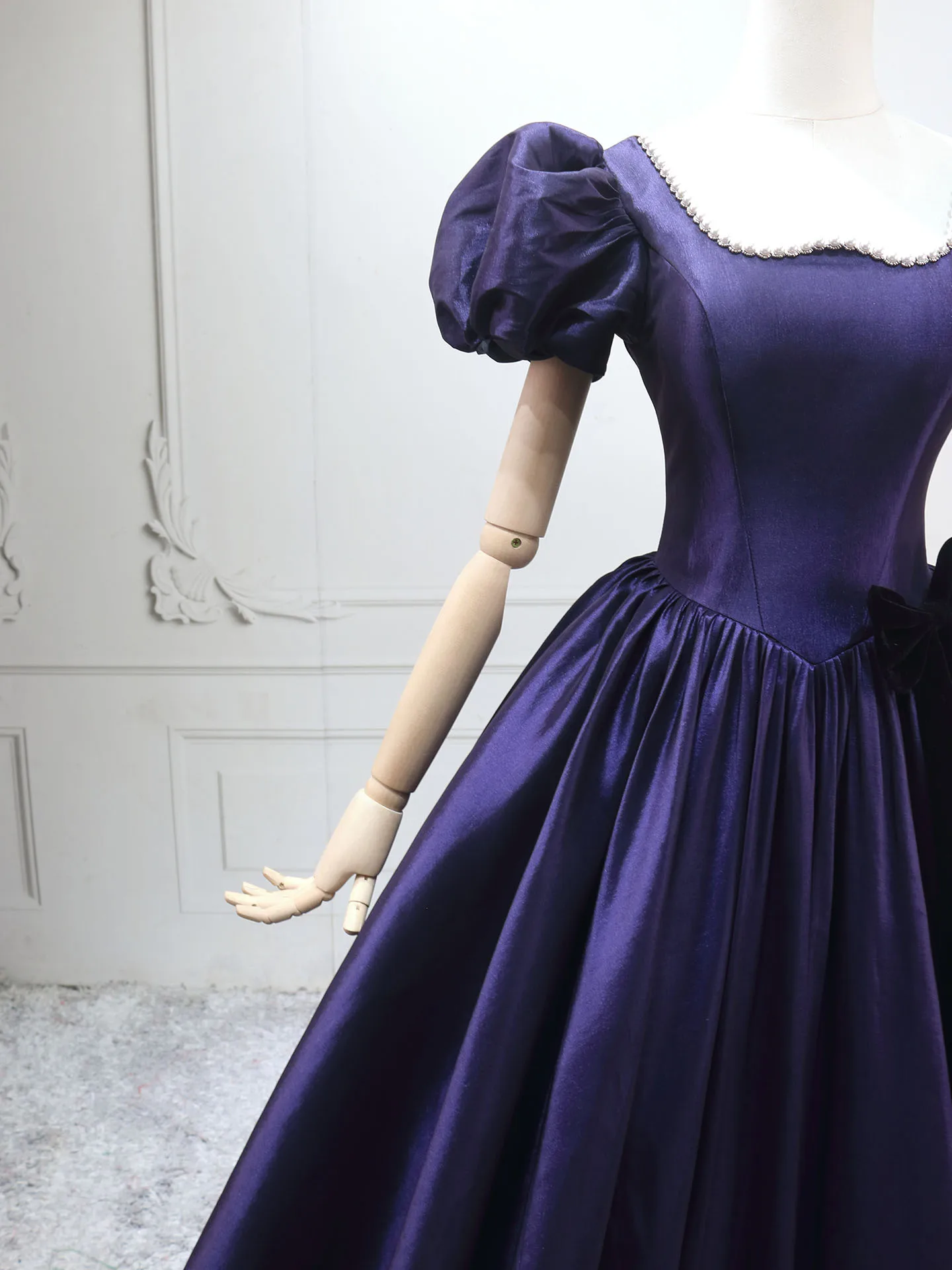 Elegant Purple Prom Dresses 2025 Ball Gown Square Neckline Puffy Short Sleeve Backless