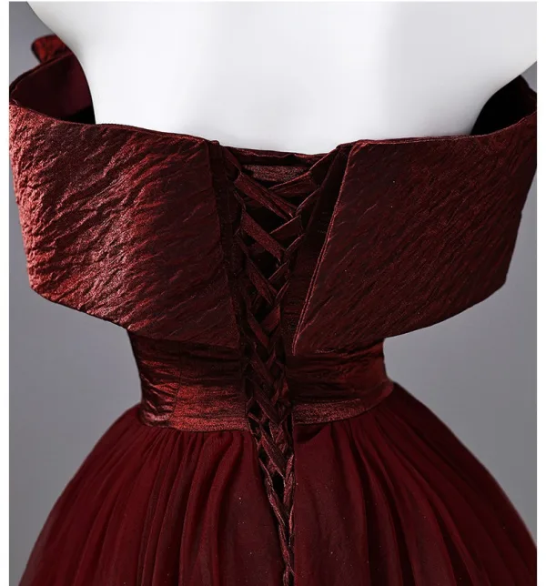 Elegante Burgunderrot Glanz Ballkleider 2026 Ballkleid Bandeau Ärmellos Rückenfreies Lange Festliche Kleider