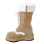 Vintage Tan Zamszowe Zużycie ulicy Płaskie Zima Snow Boots 2024 Okrągłe Toe Kozaki Damskie