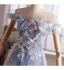 Chic / Beautiful Sky Blue Beading Tassel Appliques Sequins Prom Dresses 2025 A-Line / Princess Off-The-Shoulder Short Sleeve Backless Floor-Length / Long Formal Dresses