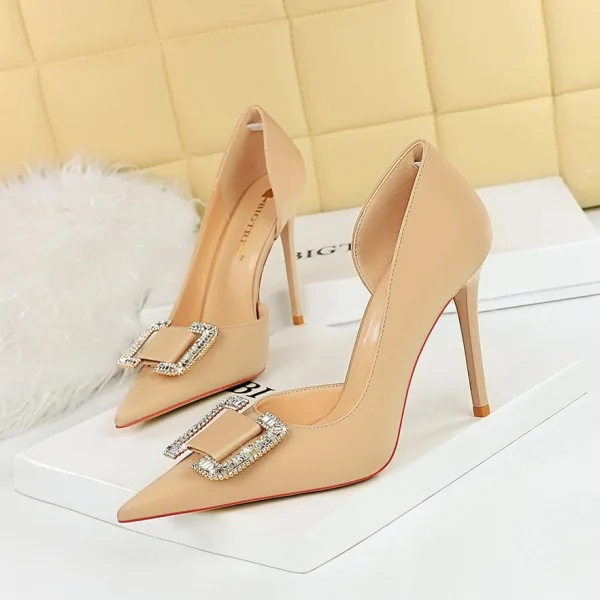 Sexy Black Evening Party Rhinestone Womens Shoes High Heels 2023 10 cm Stiletto Heels Satin Pointed Toe Womens Shoes