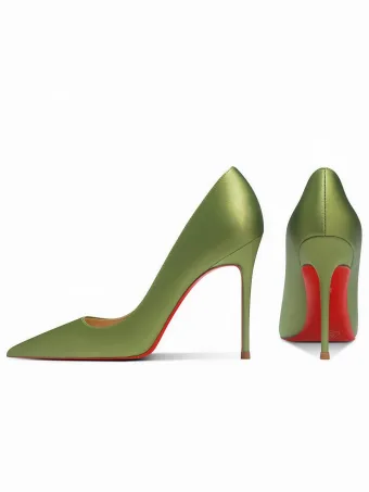 Élégant Vert Cendré Bureau Ol Escarpins 2025 Cuir 10 Cm Talons Aiguilles À Bout Pointu Escarpins Talons Hauts