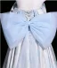 Vintage / Retro Sky Blue Printing Prom Dresses 2026 Ball Gown Off-The-Shoulder Short Sleeve Backless Bow Floor-Length / Long Formal Dresses