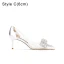 Sexy Champagne Rhinestone Bow Evening Party Pumps High Heels 2022 8 cm Stiletto Heels Pointed Toe Pumps