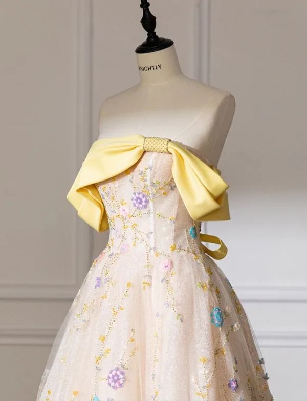 Flower Fairy Multi-Colors Sequins Homecoming Graduation Dresses 2024 A-Line / Princess Off-The-Shoulder Sleeveless Backless Tea-length Formal Dresses