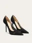 Vintage Zwarte Kant Bloem Avond Pumps 2024 Leer 10 cm Naaldhakken / Stiletto Spitse Neus Pumps Hoge Hakken