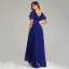 Modest / Simple Black Bridesmaid Dresses 2023 A-Line / Princess V-Neck Short Sleeve Backless Sash Floor-Length / Long Bridesmaid Dresses
