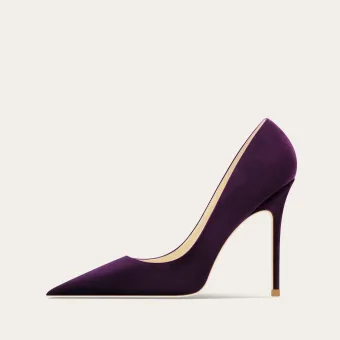 Elegant Purple Evening Party Sequins Pumps 2026 Leather 10 Cm Stiletto Heels Pointed Toe Pumps High Heels