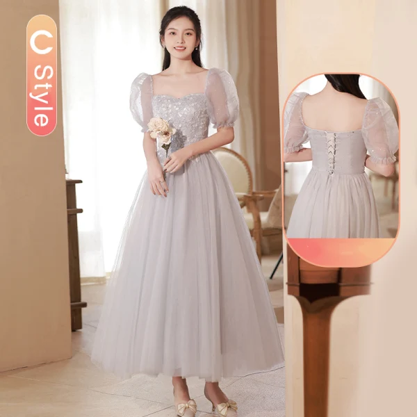 Modest / Simple Sequins Bridesmaid Dresses 2022 A-Line / Princess Short Sleeve Backless Floor-Length / Long Bridesmaid Wedding Party Dresses