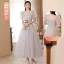 Modest / Simple Sequins Bridesmaid Dresses 2022 A-Line / Princess Short Sleeve Backless Floor-Length / Long Bridesmaid Wedding Party Dresses