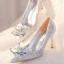 Cinderella Gold Crystal Wedding Shoes 2023 Leather 8 cm Stiletto Heels Pointed Toe Wedding Pumps High Heels