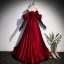 Chic / Beautiful Burgundy Spotted Satin Prom Dresses 2022 A-Line / Princess Strapless Sleeveless Backless Floor-Length / Long Formal Dresses