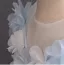 Chic / Beautiful Sky Blue Pearl Appliques Short Birthday Flower Girl Dresses 2025 Ball Gown Scoop Neck Sleeveless Backless