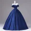 Vintage / Originale Bleu Roi Faux Diamant Robe De Bal 2026 Robe Boule Bustier Sans Manches Dos Nu Longue Robe De Ceremonie