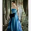 Chic / Belle Océan Bleu Noeud Ceinture Robe De Bal 2022 Princesse Bustier Sans Manches Dos Nu Longue Robe De Ceremonie