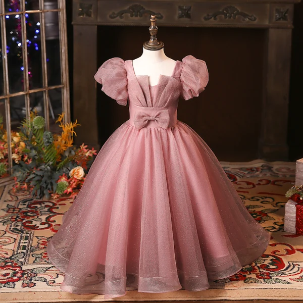 strapless open back dress Sleeveless Flower Girl Dress with Embroidered Floral Tulle main image 0