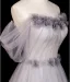 Chic / Beautiful Grey Rhinestone Appliques Prom Dresses 2025 A-Line / Princess Off-The-Shoulder Short Sleeve Backless Floor-Length / Long Formal Dresses