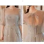 Modest / Simple Grey Lace Flower Bridesmaid Dresses 2023 A-Line / Princess Short Sleeve Backless Floor-Length / Long Bridesmaid Dresses
