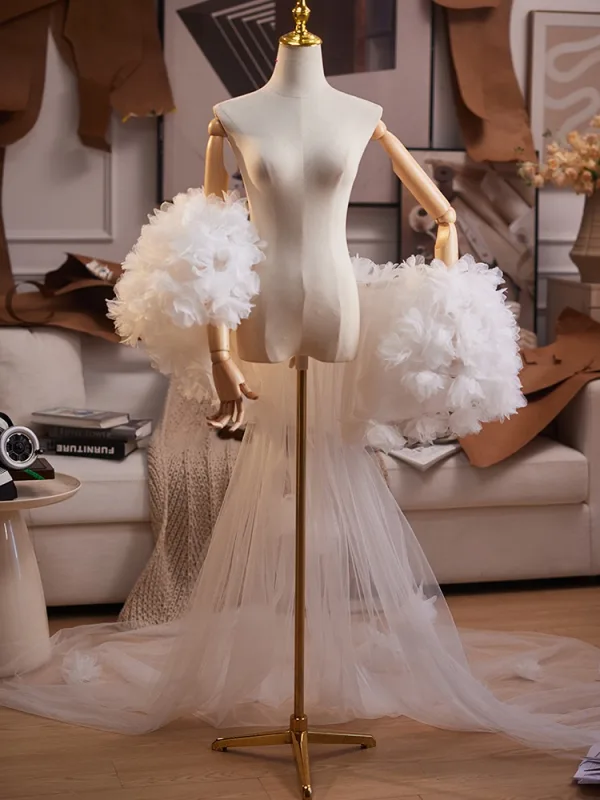 Snygga / Fina Vita Appliqués Bröllop sjal 2025 Tyll