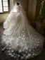 Luxury / Gorgeous Whimsical White Handmade  Flower Wedding Veils 2026 Tulle