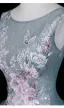 Vintage Taubenblau Spitze Blumen Applikationen Pailletten Ballkleider 2026 Ballkleid Rundhalsausschnitt Ärmellos Rückenfreies