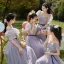 Simple Lavande Robe Demoiselle D'honneur 2022 Princesse Manches Courtes Dos Nu Noeud Ceinture Longue Demoiselle D'honneur
