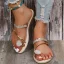 Fashion Gold Summer Beach Rhinestone Womens Sandals 2022 Open / Peep Toe Flat Sandals