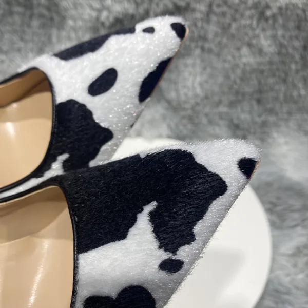 Chic / Belle Blanche Noire Soirée Patchwork Escarpins 2023 12 cm Talons Aiguilles À Bout Pointu Escarpins Talons Hauts
