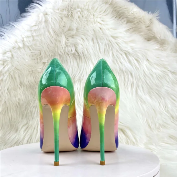 Inhabituel Multi-Couleurs Griffonnage Promo Escarpins Talons Hauts 2022 12 cm Talons Aiguilles À Bout Pointu Escarpins