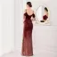 Charmant Doré Paillettes Robe De Soirée 2022 Trompette / Sirène Bretelles Spaghetti Manches Courtes Perlage Gland Dos Nu Longue Fendue devant Soirée Robe De Ceremonie
