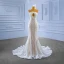 Luxury / Gorgeous White Beading Pearl Wedding Dresses 2022 Trumpet / Mermaid Scoop Neck Sleeveless Backless Court Train Wedding