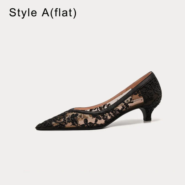 Elegante Rosa Spitze Blumen Durchsichtige Brautschuhe 2022 Leder 3 cm Stilettos Spitzschuh Hochzeit Pumps Hochhackige