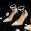 Mode Silber Pailletten Brautschuhe 2023 Perle Knöchelriemen Leder 10 cm Stilettos Spitzschuh Hochzeit Pumps Hochhackige