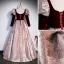 Elegant Burgundy Glitter Prom Dresses 2023 A-Line / Princess V-Neck Bow 3/4 Sleeve Backless Floor-Length / Long Prom Formal Dresses