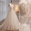 Modern / Fashion White Pearl Appliques Sequins Prom Dresses 2023 A-Line / Princess Spaghetti Straps Sleeveless Backless Floor-Length / Long Prom Formal Dresses