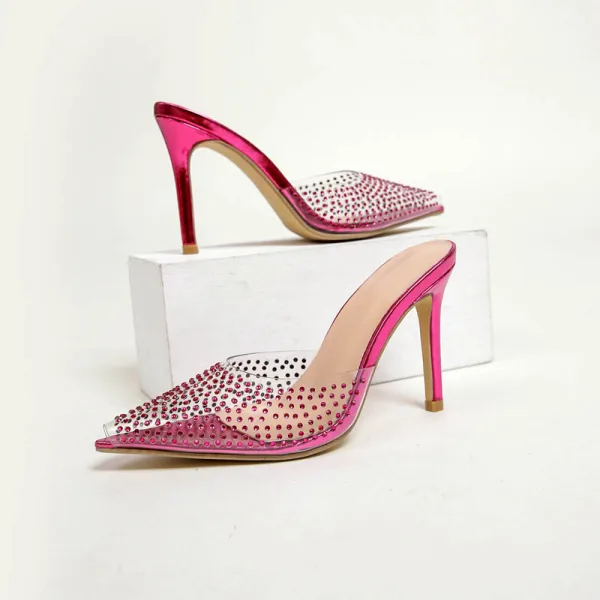 Sexy Summer Silver Evening Party Rhinestone Womens Sandals 2022 10 cm Stiletto Heels Pointed Toe Sandals High Heels