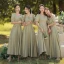 Simple Vert Cendré Satin Robe Demoiselle D'honneur 2022 Princesse Manches Courtes Dos Nu Longue Demoiselle D'honneur