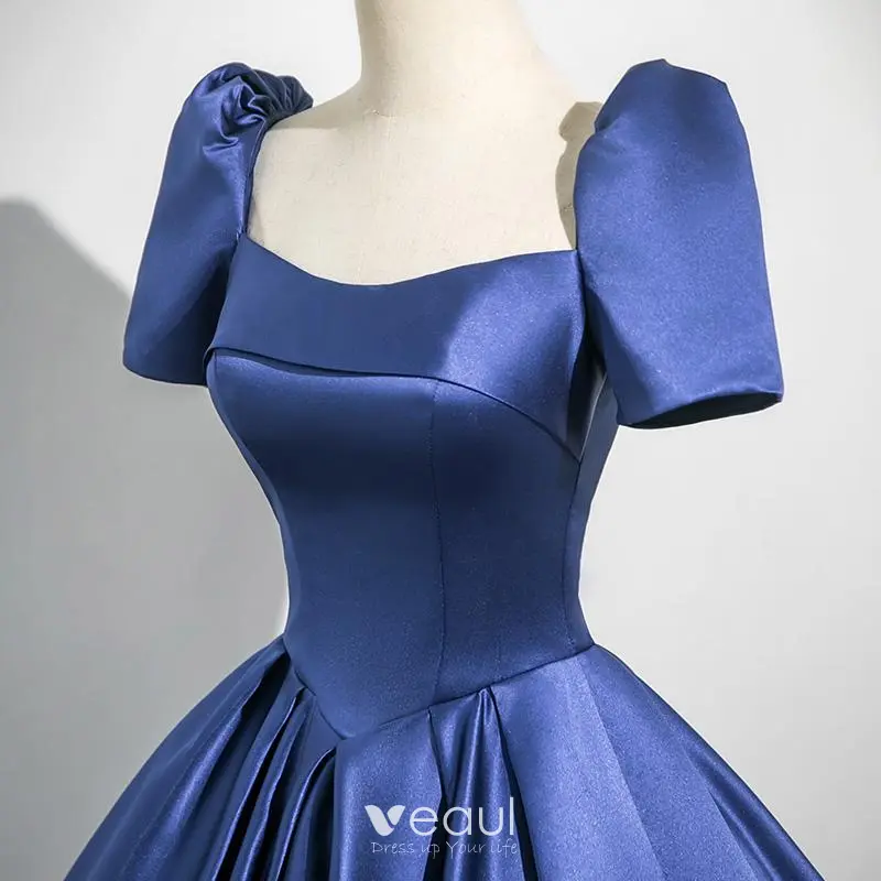 silver semi formal dress Gorgeous Dark Blue Sequins Short Prom Dresses with Sleeves