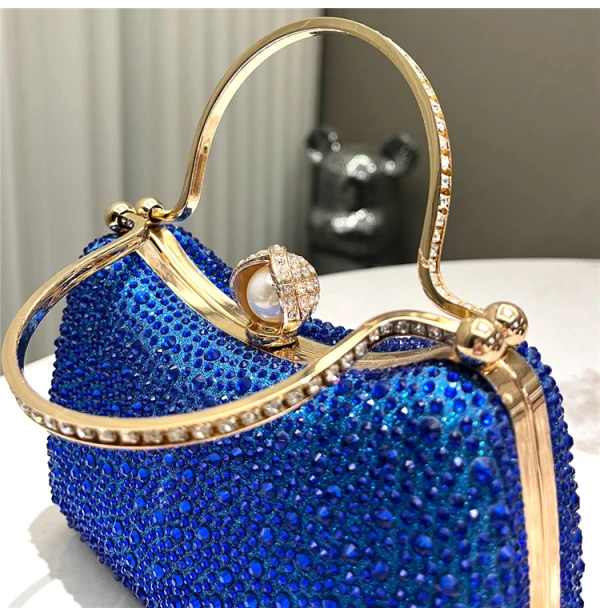 Vintage Kungsblå Rhinestone Bal Kuvertväska Handväska 2024